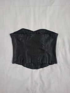 Black Faux Leather Corset Top