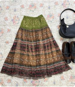 Bohemian Floral Tiered y2k Maxi Skirt