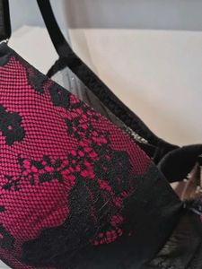 Clovia black pink Lace Trimmed Bra