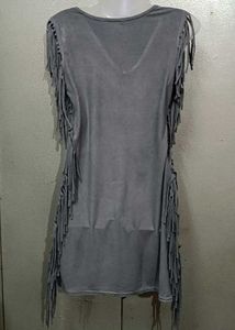 Stylish Grey Fringes Dress
