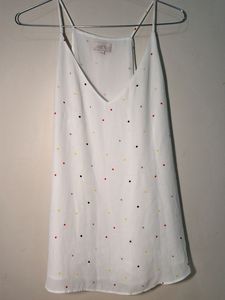 White Polka Dot Cami Top