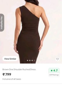 Chic Brown One Shoulder Ruched Dress