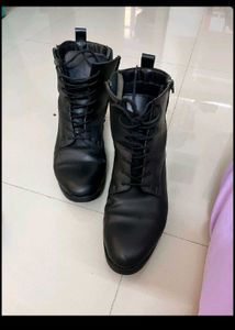 Black Lace-Up Ankle Boots