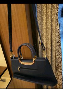 Elegant Black Floral Print Handbag