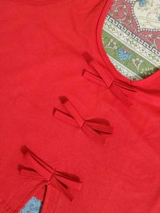 Red Halter Neck Top with Bow Details