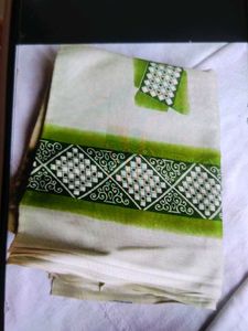 Elegant Cream & Green Saree