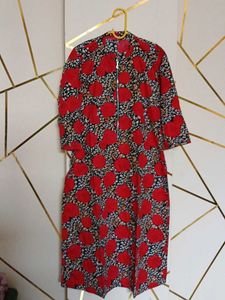 Chic Red Floral Midi Dress