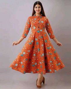 🟠Orange Floral Print Kurta