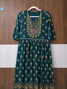 Embroidered Teal Kurta