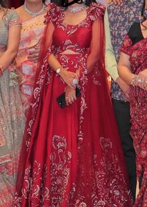 Red Embroidered Lehenga Set