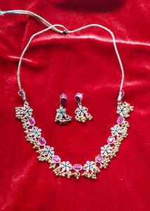 Gold Toned Necklace and Earring Set