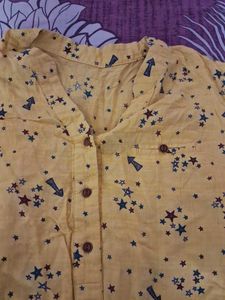 Chic Yellow Star Print Tunic Top