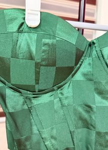 Green Checkered Corset Top