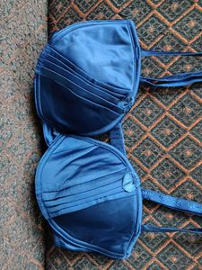 Elegant Blue Satin Bra