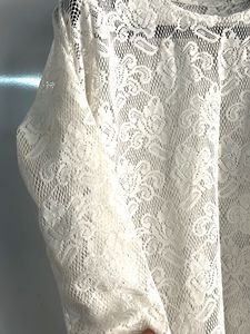 White Lace Round Neck Casual Top