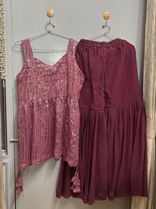 Pink Sequin Top &amp; Sharara Set