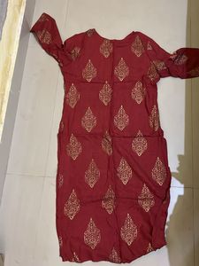 Maroon Kurta with Gold Print