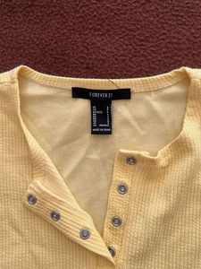 FOREVER21 Yellow Sleeveless Henley Top