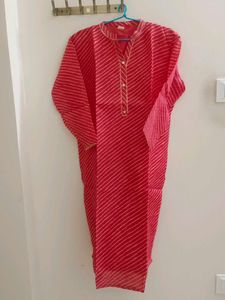 Never worn Kota doriya Vibrant Red Leheriya Kurta