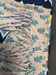 Cream Kurta with Blue Floral Print