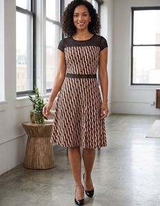Pintrest Geometric Print Fit & Flare Dress