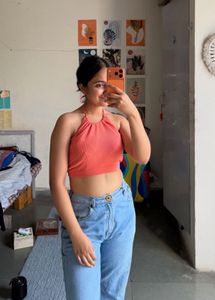 Cute Coral Halter Crop Top