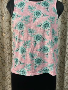 Pink Floral Sleeveless Top
