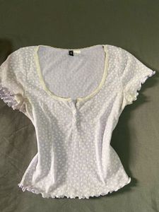 Cute Floral Print Henley Top