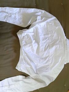White Cropped Zip Up Shirt