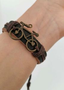 Bicycle Charm Leather Bracelet