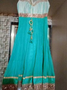 Stunning Teal Ethnic Gown with Sequins