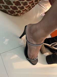 Elegant Black Rhinestone Heeled Sandals