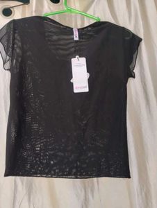 Sheer Black Cowl Neck Top