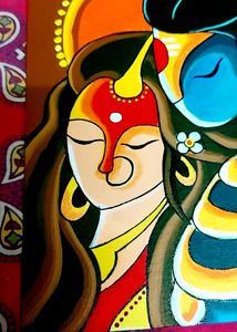 Lord Shiva Parvati Painting On Canvas Board