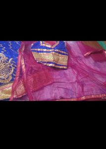 Royal Blue &amp; Red Lehenga Set
