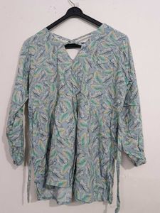 Light Blue Leaf Print Tunic