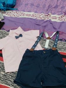 Boys' Pink Shirt &amp; Navy Shorts Set