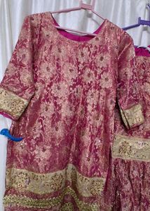 banarsi silk pink garara Set