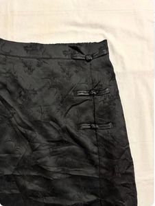 Black Brocade Cheongsam Skirt