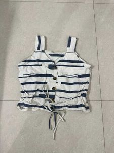 Striped Ruffle Crop Top