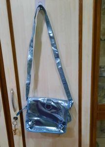 Metallic Blue Satchel Bag