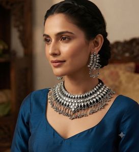Oxidised Silver Necklace &amp; Earring Set