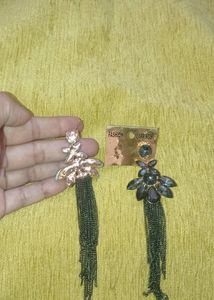 Price Drop Combo Of Black N White Diomond Earrings