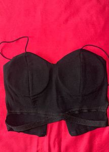 Padded Sparkling Black Crop Top