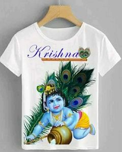 Krishna Ji Printed White T Shirt For Boys & Girls