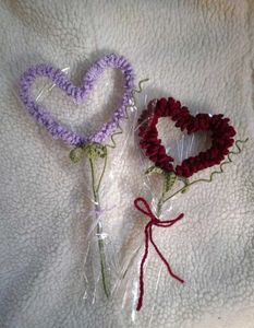 Handmade Crochet Heart Flower Stems