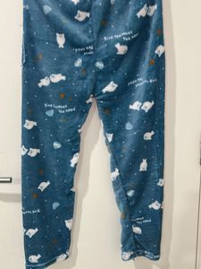 Blue bear and stars fleece warm pyjama