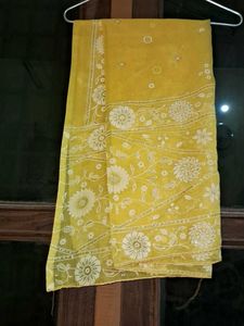 Yellow kurta with churidar and dupatta