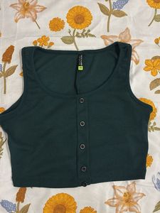 Ribbed Button-Up Crop Top