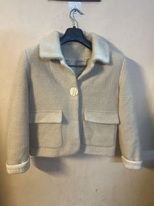Cream Knit Cropped Jacket